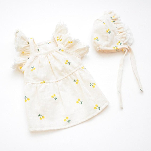 Cherry Printed Dog Cat Dress With Hat - Pawtique
