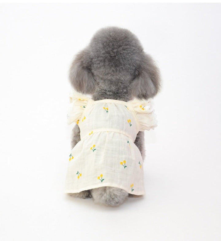 Cherry Printed Dog Cat Dress With Hat - Pawtique