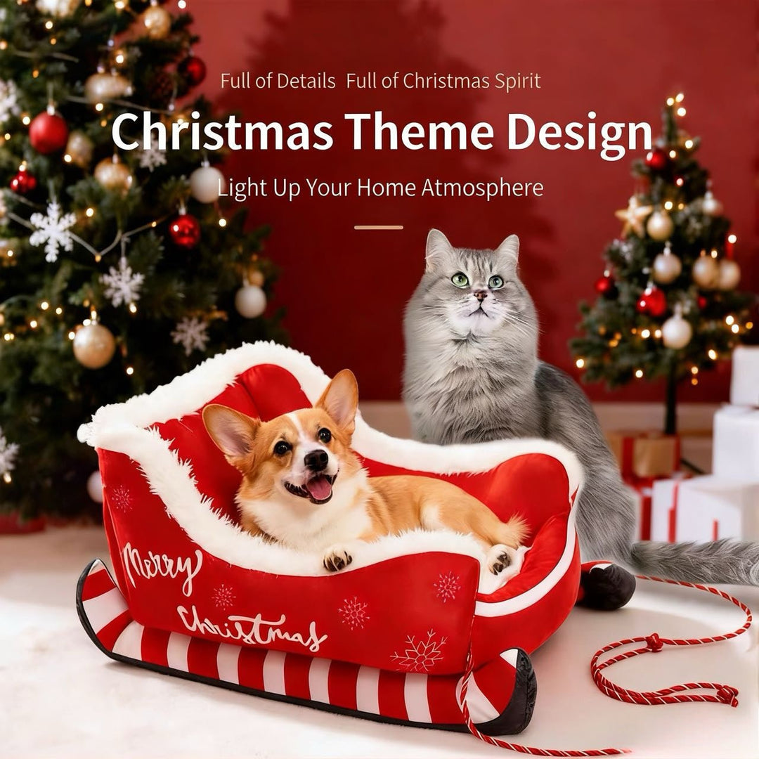 Christmas Sleigh Pet Bed — A Cozy Holiday Nest for Pets - Pawtique