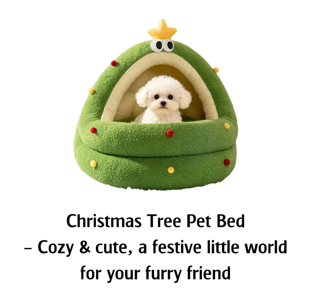 Christmas Tree Pet Bed – Cozy & cute, a festive little world for your furry friend! - Pawtique