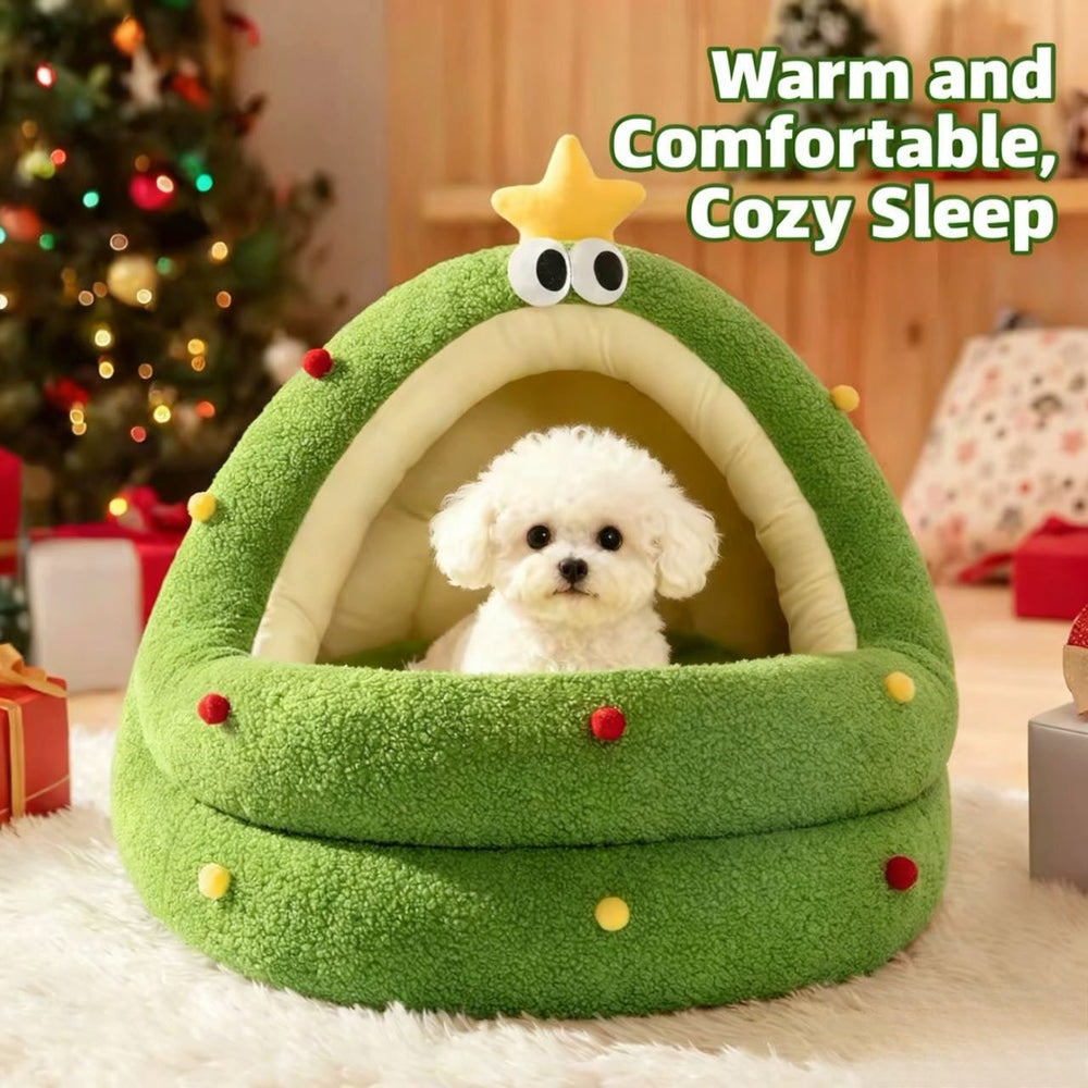 Christmas Tree Pet Bed – Cozy & cute, a festive little world for your furry friend! - Pawtique