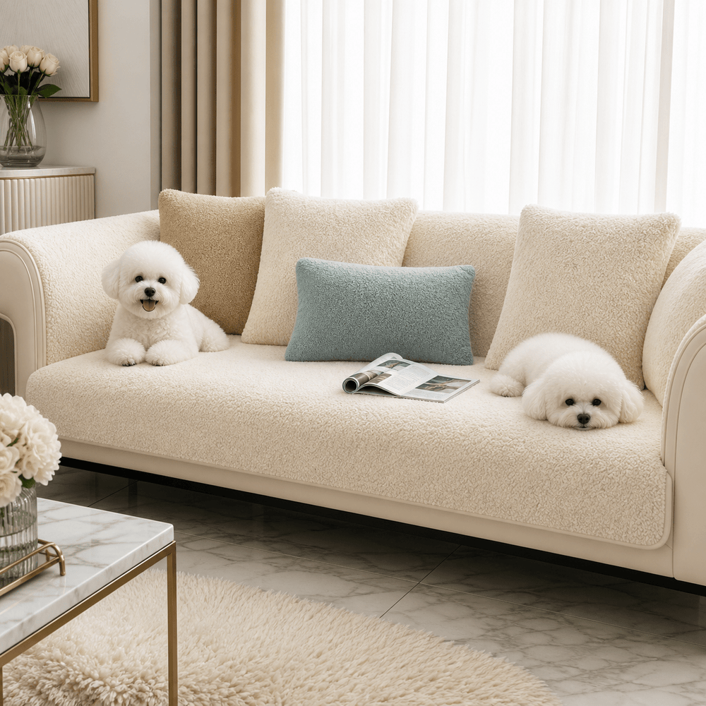 CloudGuard Waterproof Faux Sherpa Fleece Couch Cover - Pawtique