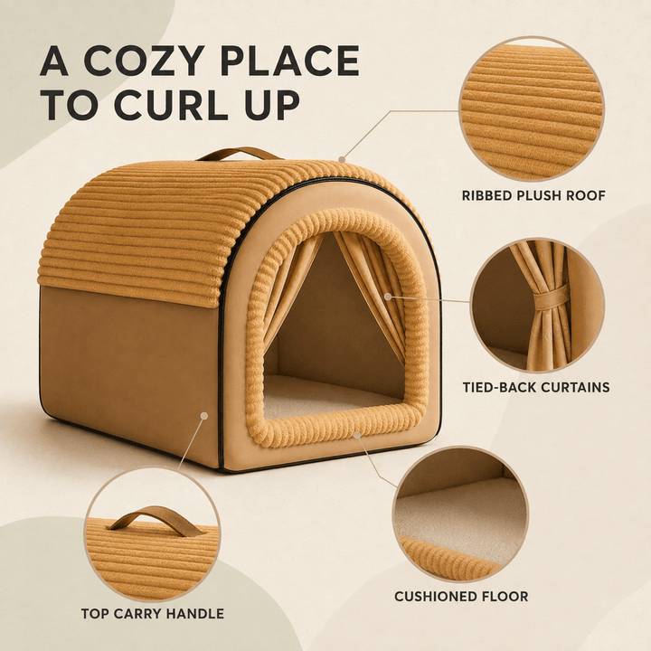 Cozy Cottage Enclosed Dog Bed - Pawtique