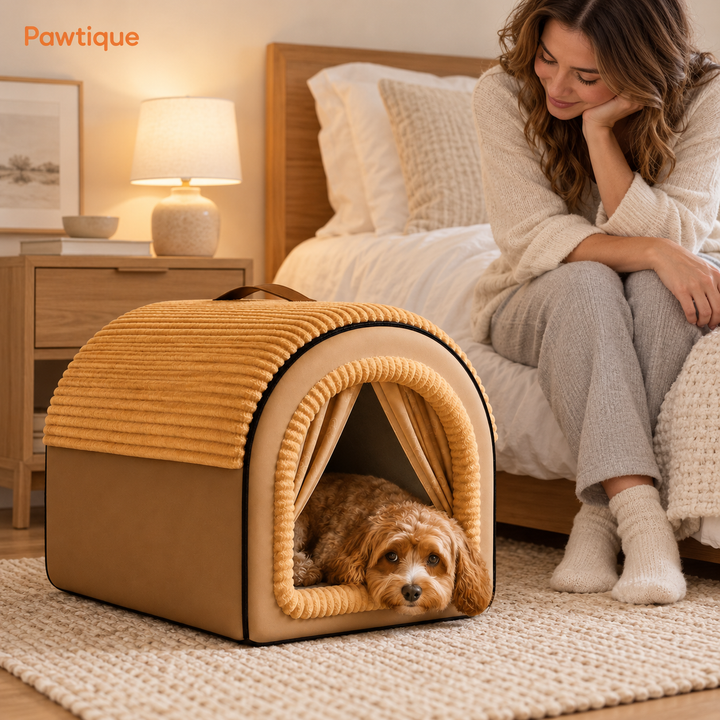 Cozy Cottage Enclosed Dog Bed - Pawtique