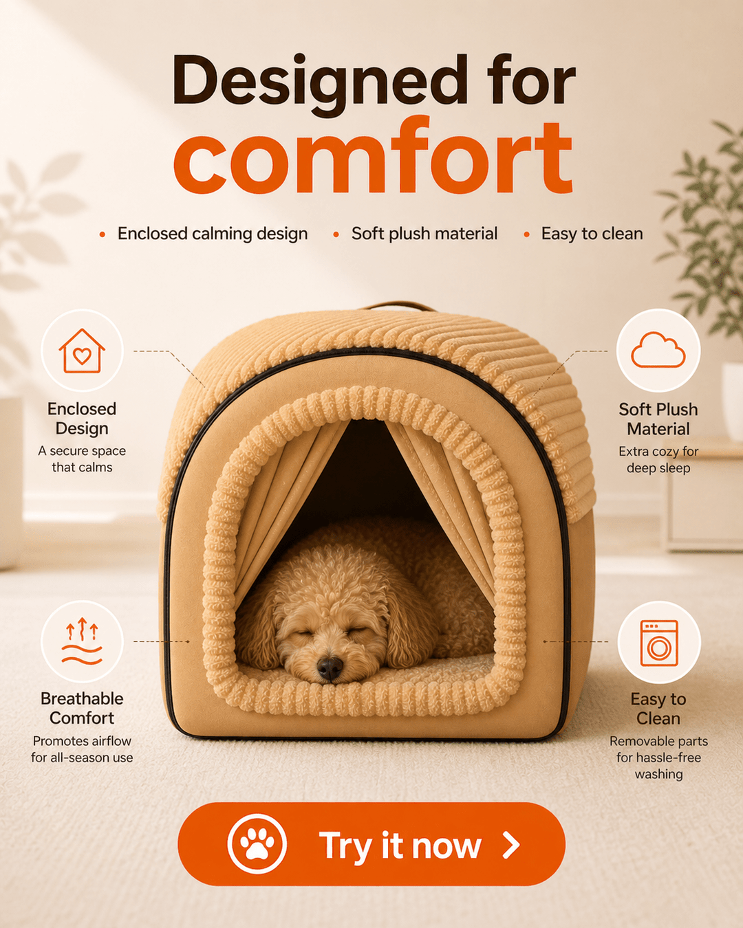 Cozy Cottage Enclosed Dog Bed - Pawtique