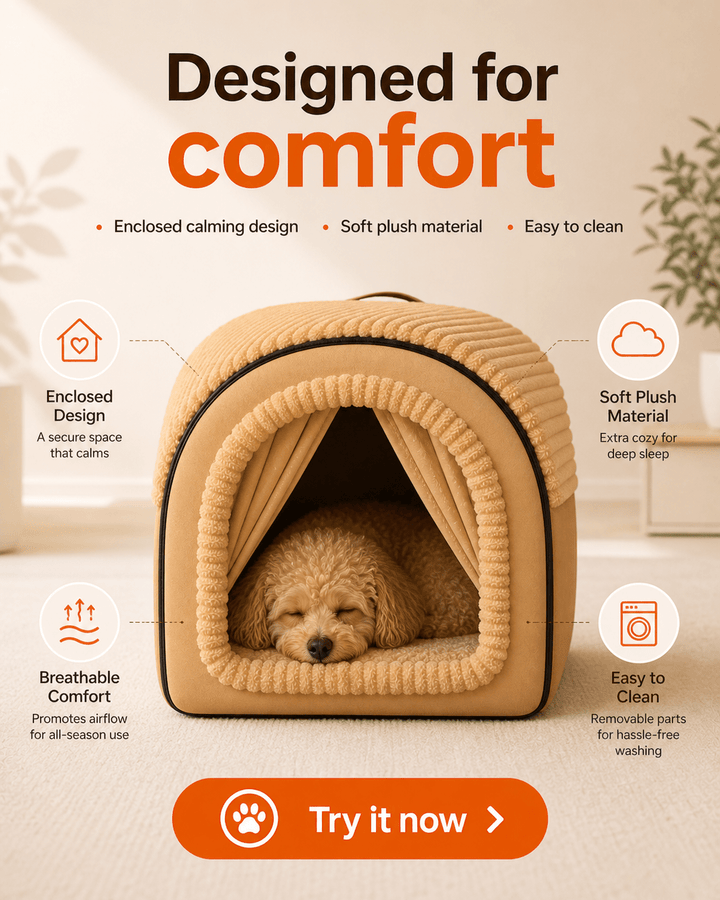 Cozy Cottage Enclosed Dog Bed - Pawtique