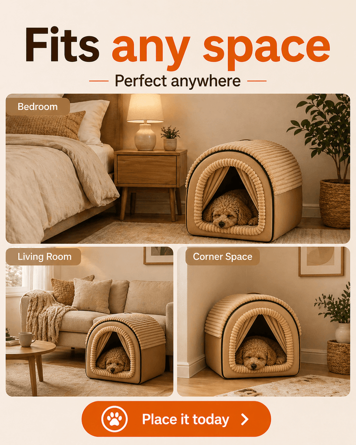 Cozy Cottage Enclosed Dog Bed - Pawtique