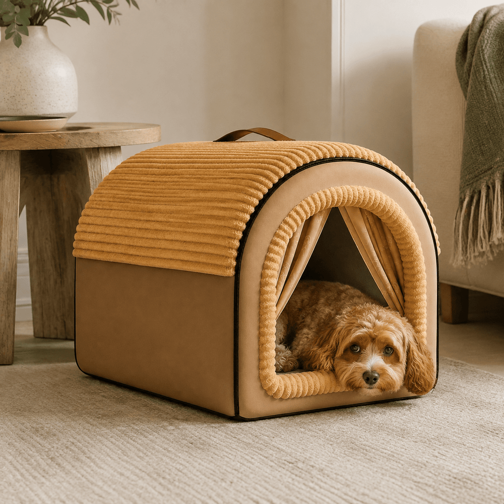 Cozy Cottage Enclosed Dog Bed - Pawtique