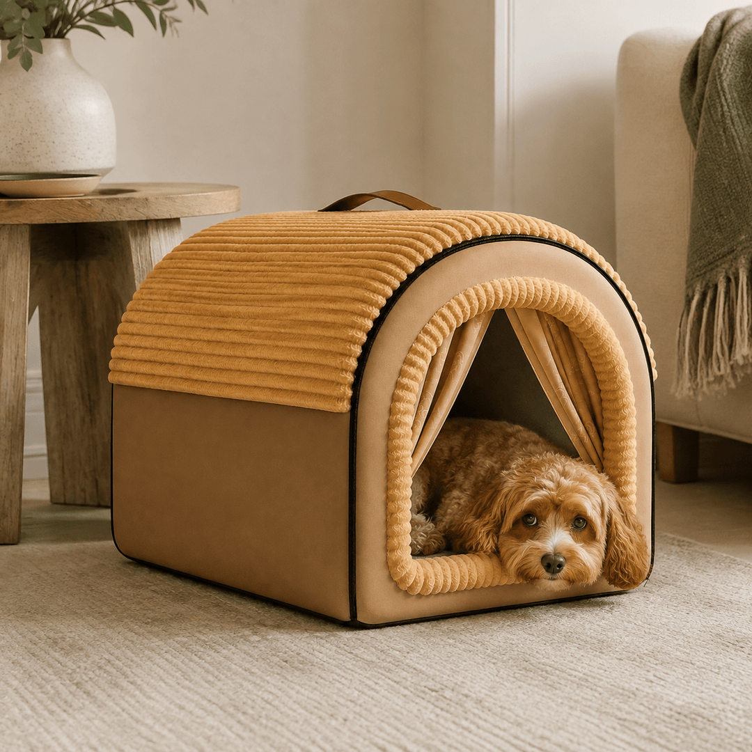 Cozy Cottage Enclosed Dog Bed - Pawtique