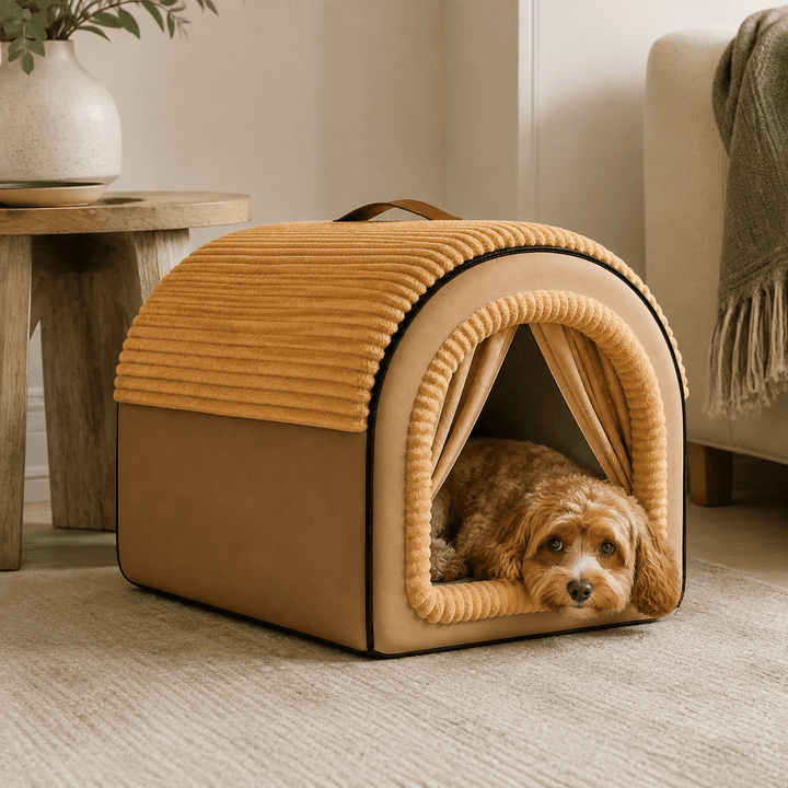 Cozy Cottage Enclosed Dog Bed - Pawtique