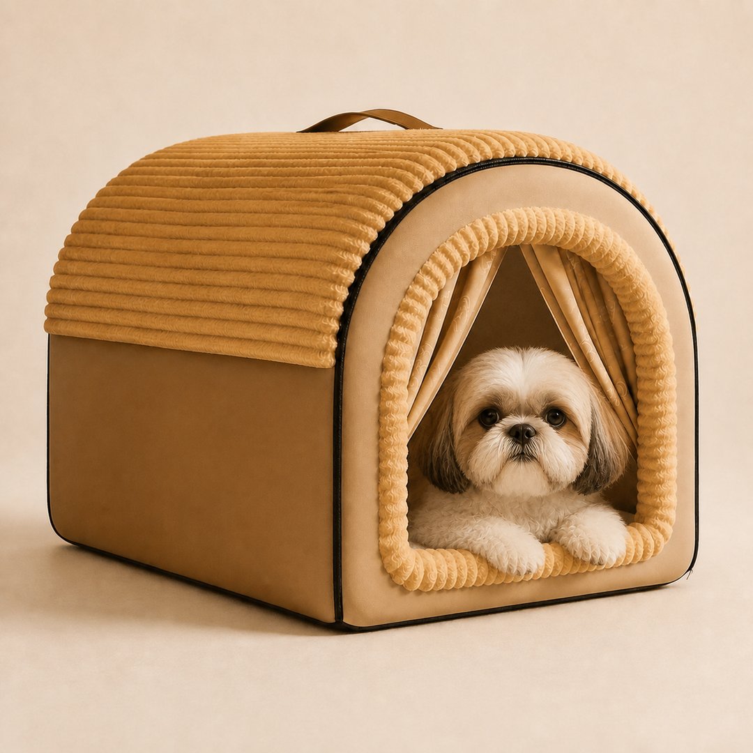 Pawtique Cozy Cottage dog bed size L with Shih Tzu