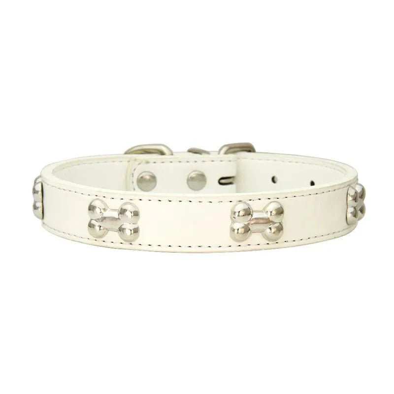 Cute Bone Shaped Leather Collar - Pawtique