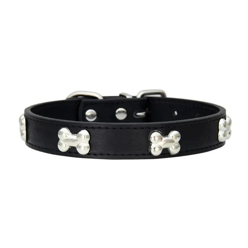 Cute Bone Shaped Leather Collar - Pawtique