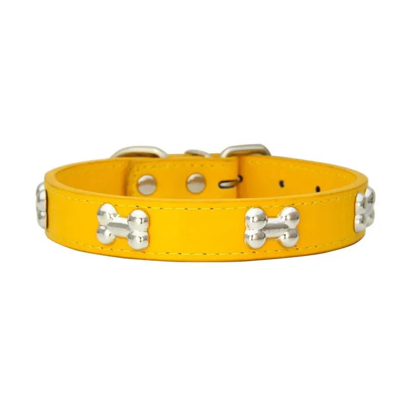 Cute Bone Shaped Leather Collar - Pawtique