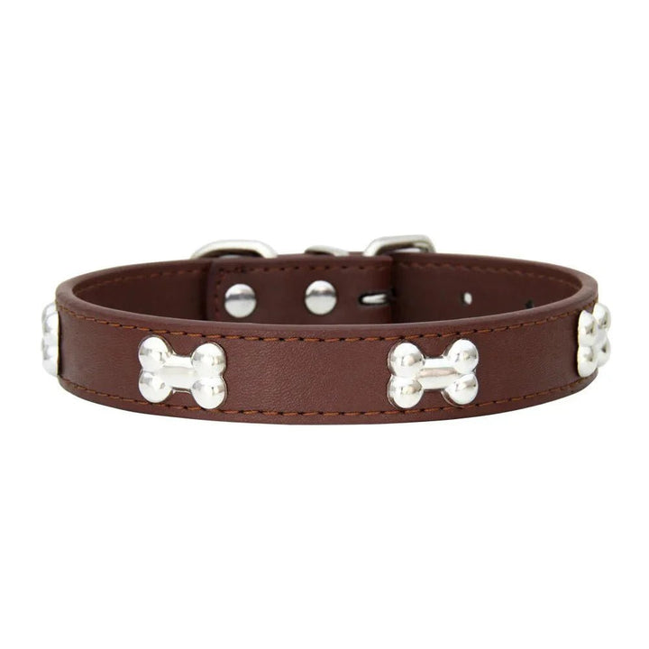 Cute Bone Shaped Leather Collar - Pawtique