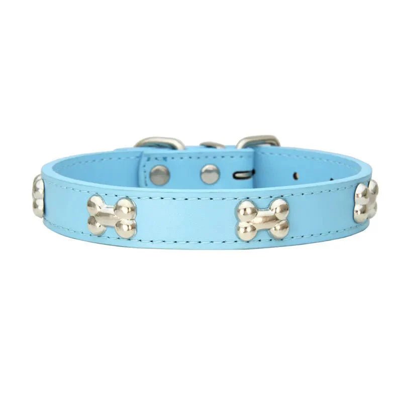 Cute Bone Shaped Leather Collar - Pawtique