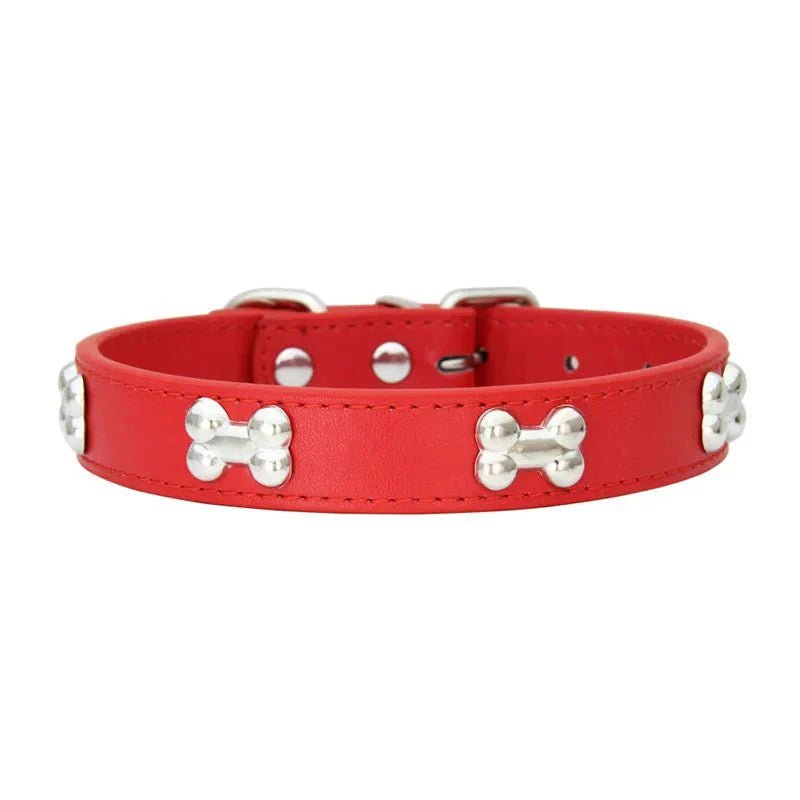 Cute Bone Shaped Leather Collar - Pawtique