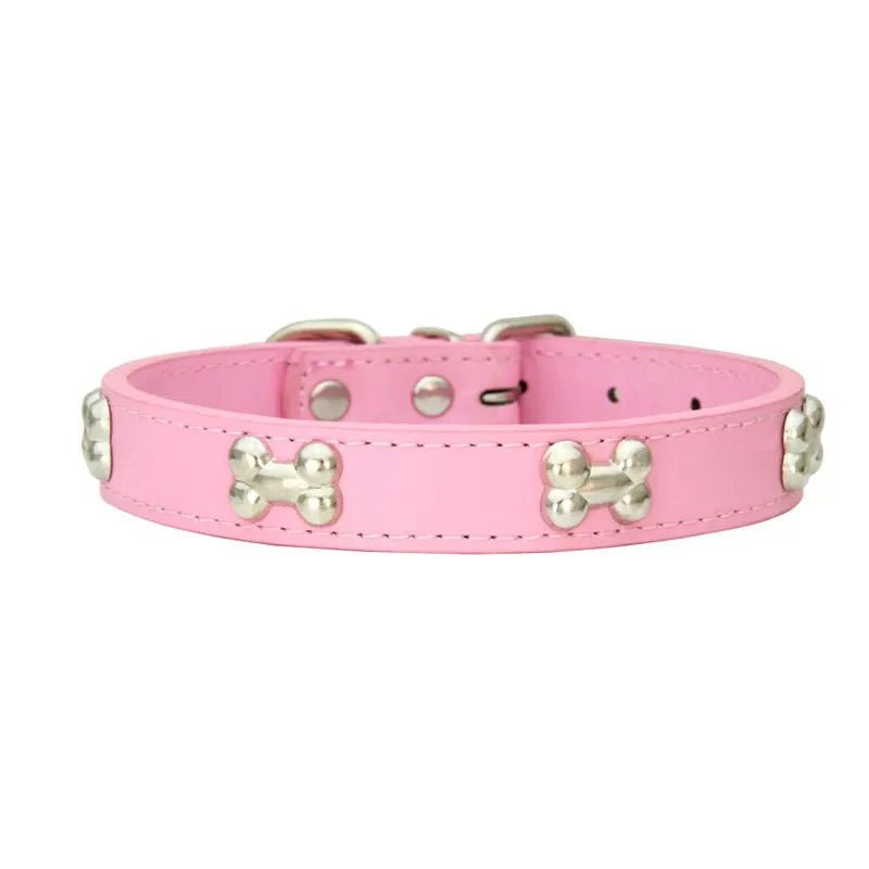 Cute Bone Shaped Leather Collar - Pawtique