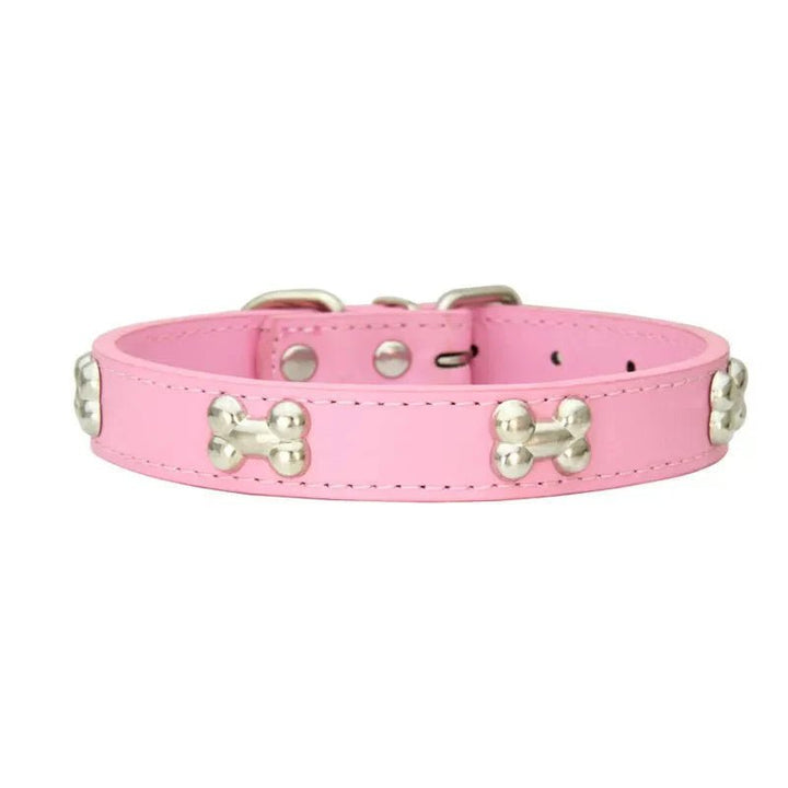 Cute Bone Shaped Leather Collar - Pawtique