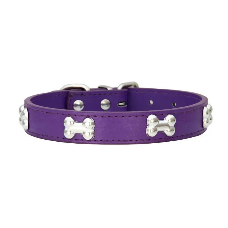 Cute Bone Shaped Leather Collar - Pawtique