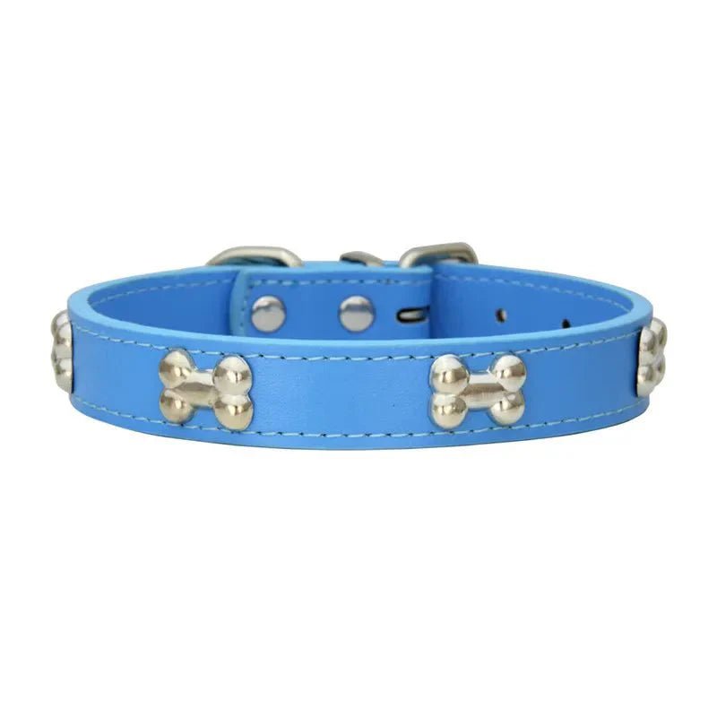 Cute Bone Shaped Leather Collar - Pawtique