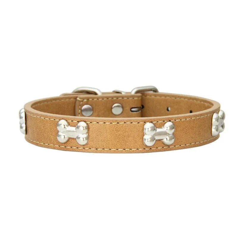 Cute Bone Shaped Leather Collar - Pawtique