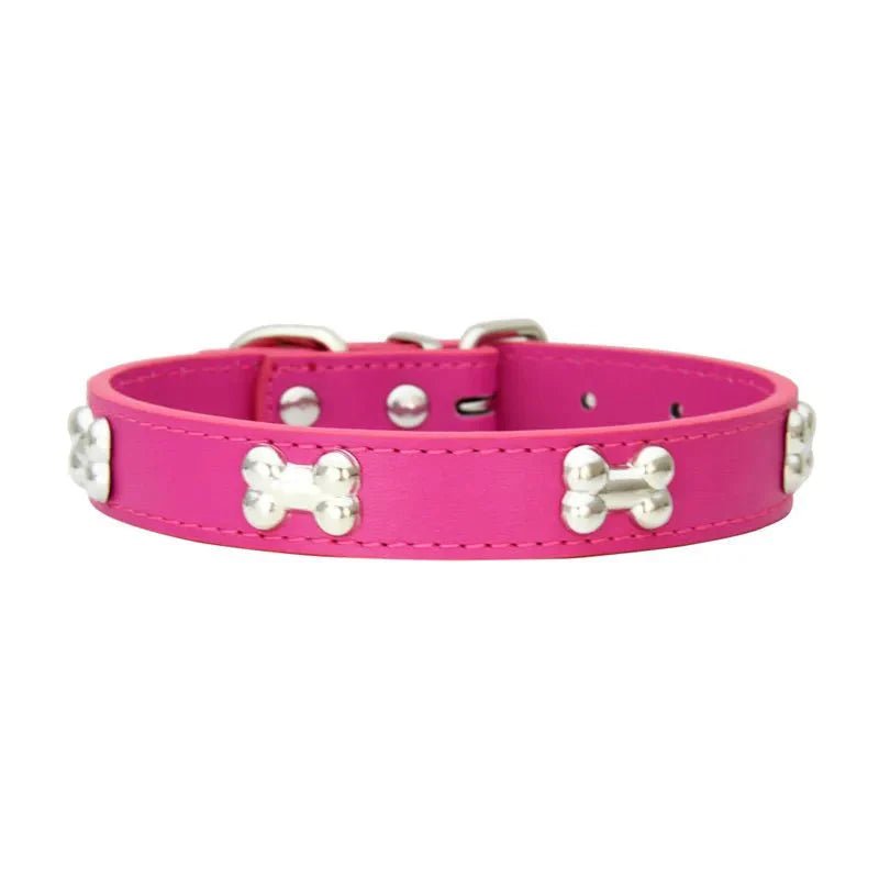 Cute Bone Shaped Leather Collar - Pawtique