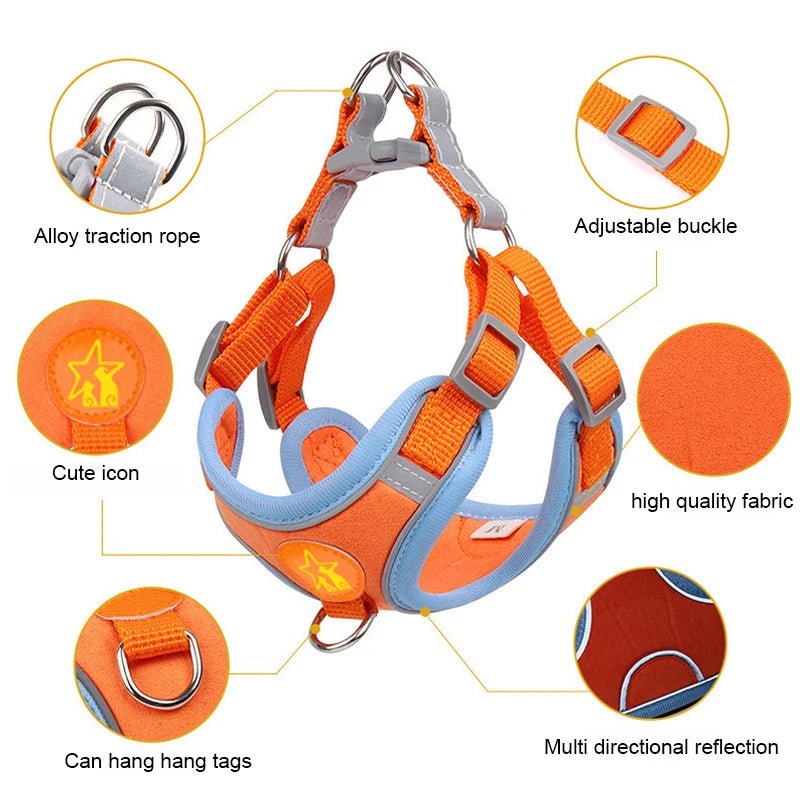 Dogs Harness Vest Walking Traction Rope Reflective Straps Soft Mesh - Pawtique
