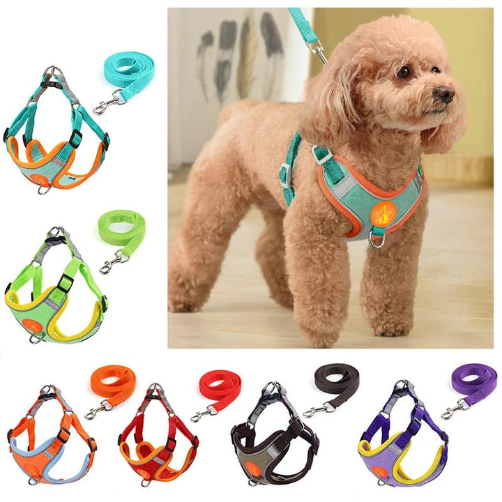 Dogs Harness Vest Walking Traction Rope Reflective Straps Soft Mesh - Pawtique
