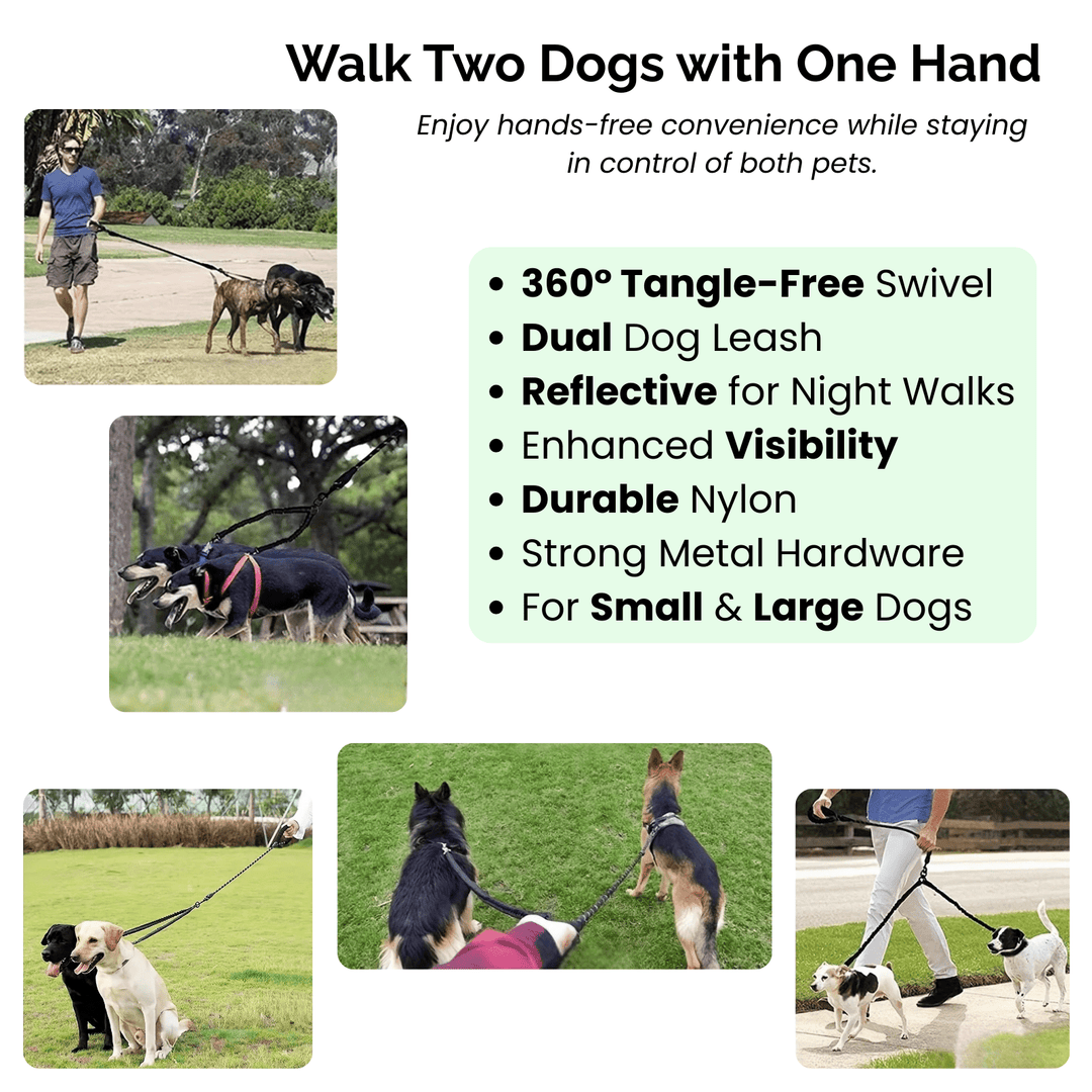 Double Dog Leash - Shock Absorbing - Pawtique