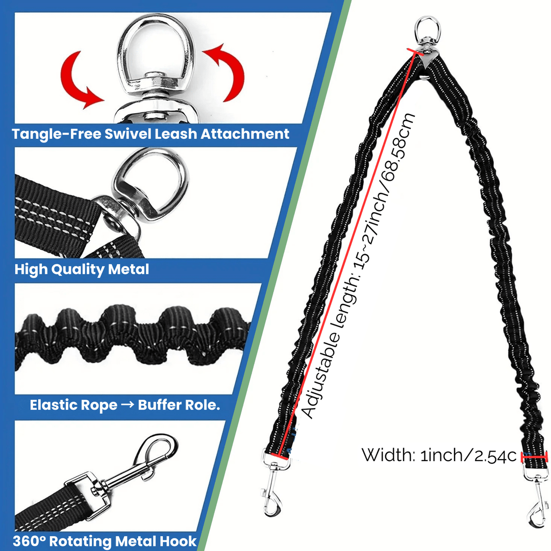 Double Dog Leash - Shock Absorbing - Pawtique