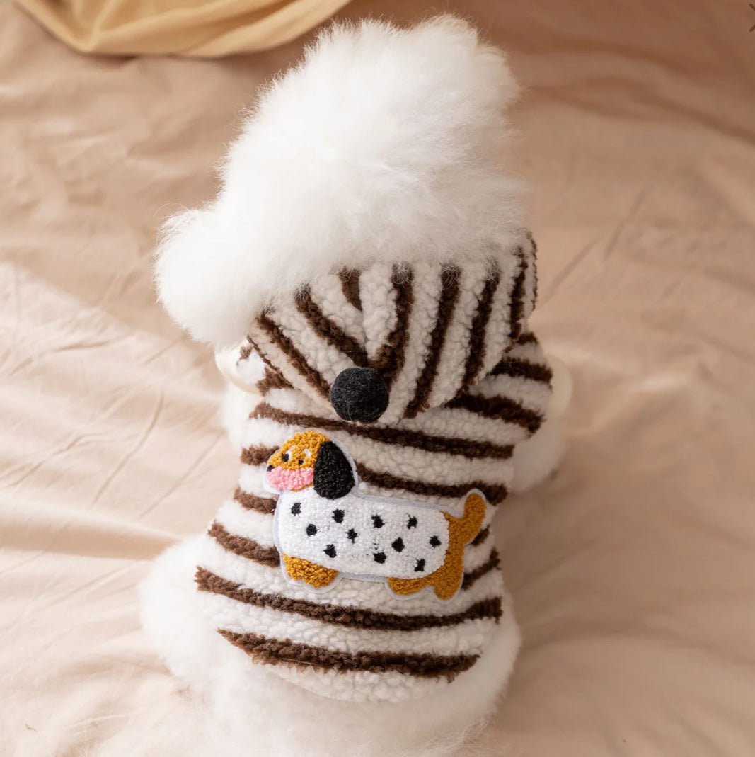 Fleece Striped Dachshund Dog Cat Harness Hoodie – Warm, stylish, and functional all in one. - Pawtique