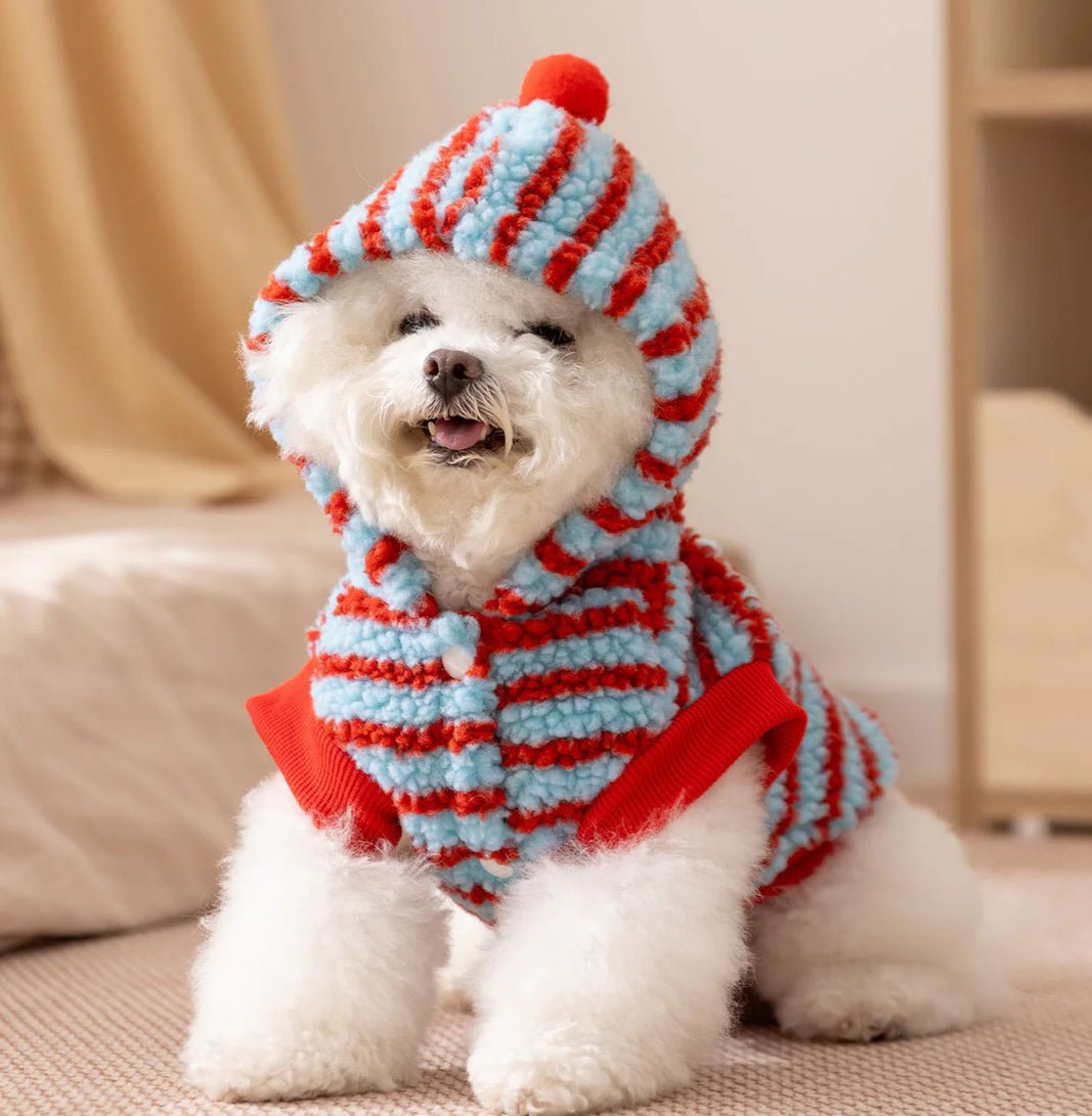 Fleece Striped Dachshund Dog Cat Harness Hoodie – Warm, stylish, and functional all in one. - Pawtique