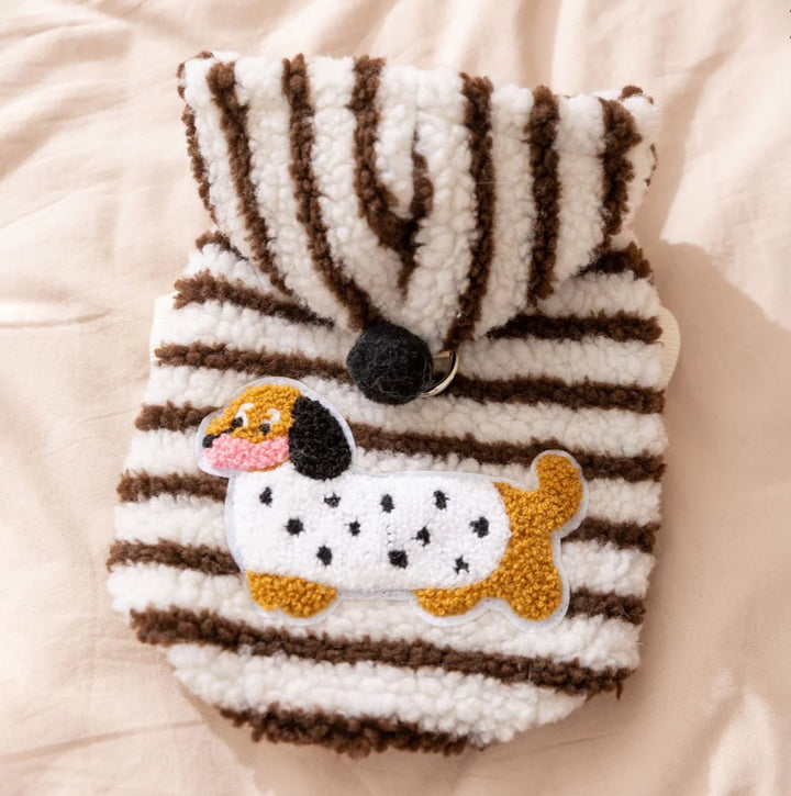 Fleece Striped Dachshund Dog Cat Harness Hoodie – Warm, stylish, and functional all in one. - Pawtique