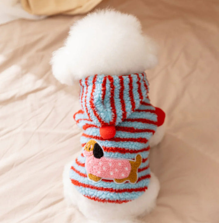 Fleece Striped Dachshund Dog Cat Harness Hoodie – Warm, stylish, and functional all in one. - Pawtique