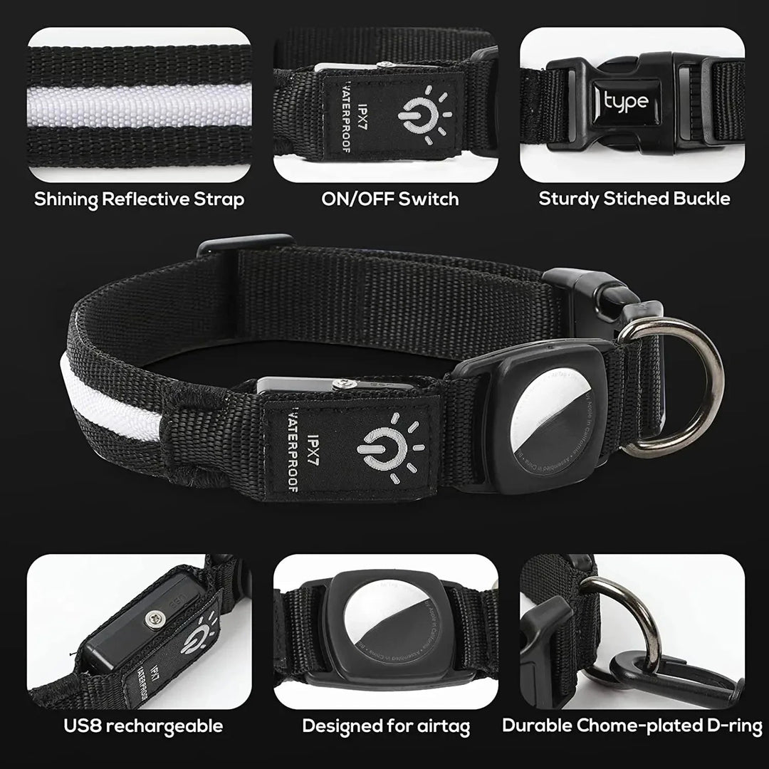 GlowTrack Airtag Dog Collar - Pawtique