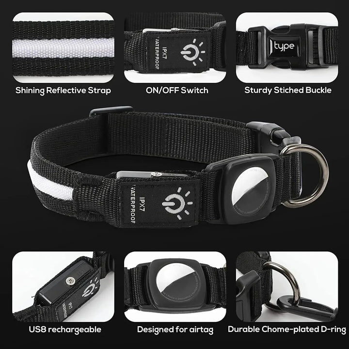 GlowTrack Airtag Dog Collar - Pawtique