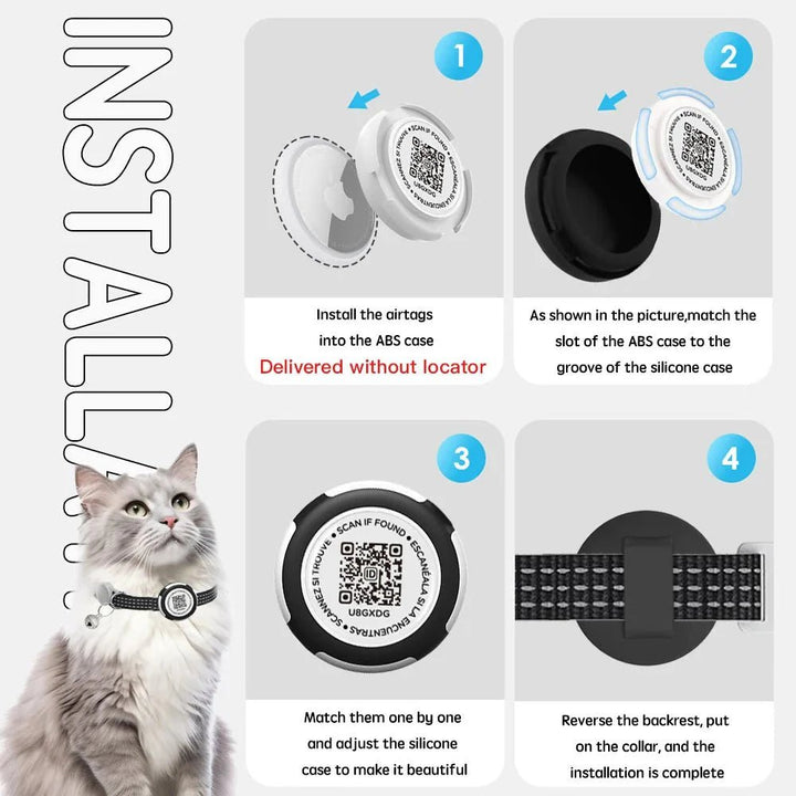 GPS Cat Collar with Airtag Holder &amp;amp; Reflection - Pawtique