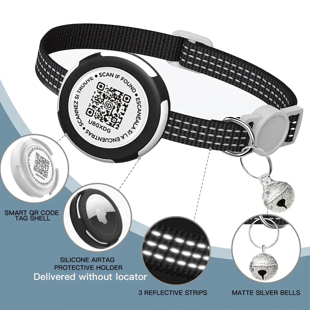 GPS Cat Collar with Airtag Holder &amp; Reflection - Pawtique