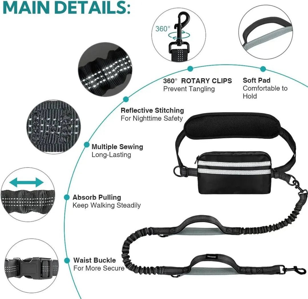 Hands - free Dog Leash with Storage Pouch - Pawtique