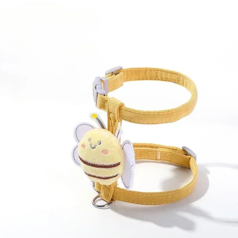 Harness Leash Collar Adjustable Cartoon Bee Double Layer - Pawtique