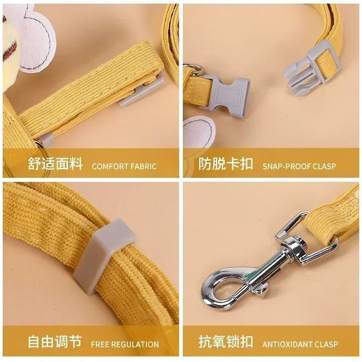 Harness Leash Collar Adjustable Cartoon Bee Double Layer - Pawtique