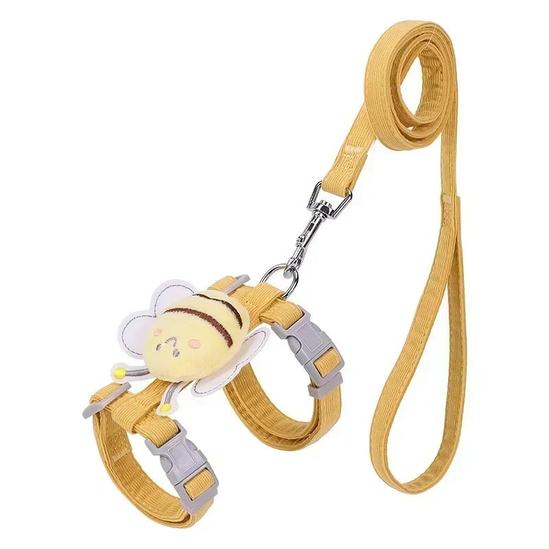 Harness Leash Collar Adjustable Cartoon Bee Double Layer - Pawtique