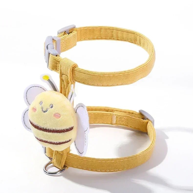 Harness Leash Collar Adjustable Cartoon Bee Double Layer - Pawtique