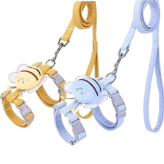 Harness Leash Collar Adjustable Cartoon Bee Double Layer - Pawtique