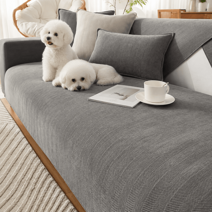HerringboneGuard Water-Repellent Chenille Sofa Protector - Pawtique