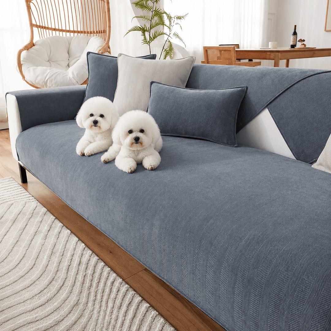 HerringboneGuard Water-Repellent Chenille Sofa Protector - Pawtique