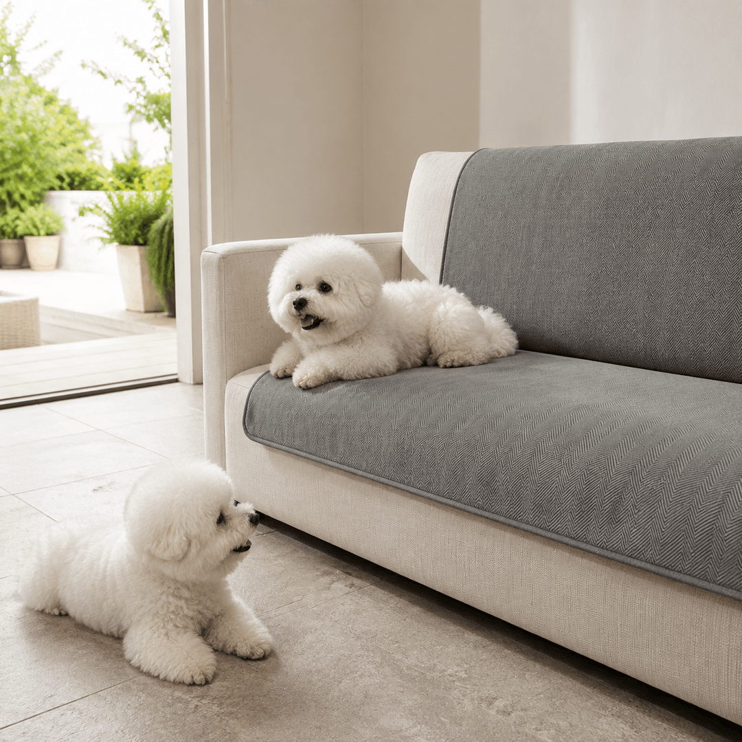 HerringboneGuard Water-Repellent Chenille Sofa Protector - Pawtique