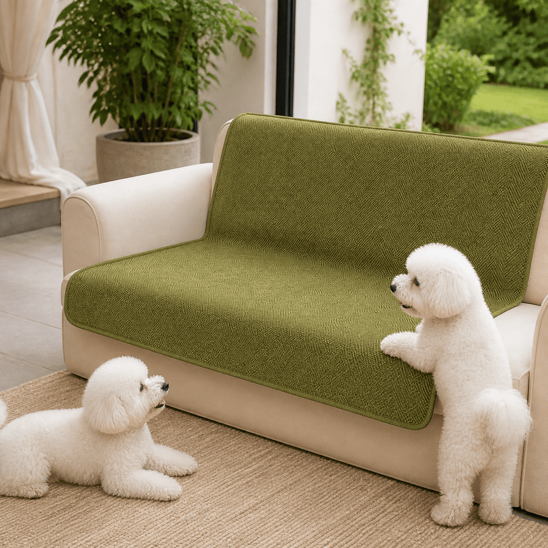 HerringboneGuard Water-Repellent Chenille Sofa Protector - Pawtique