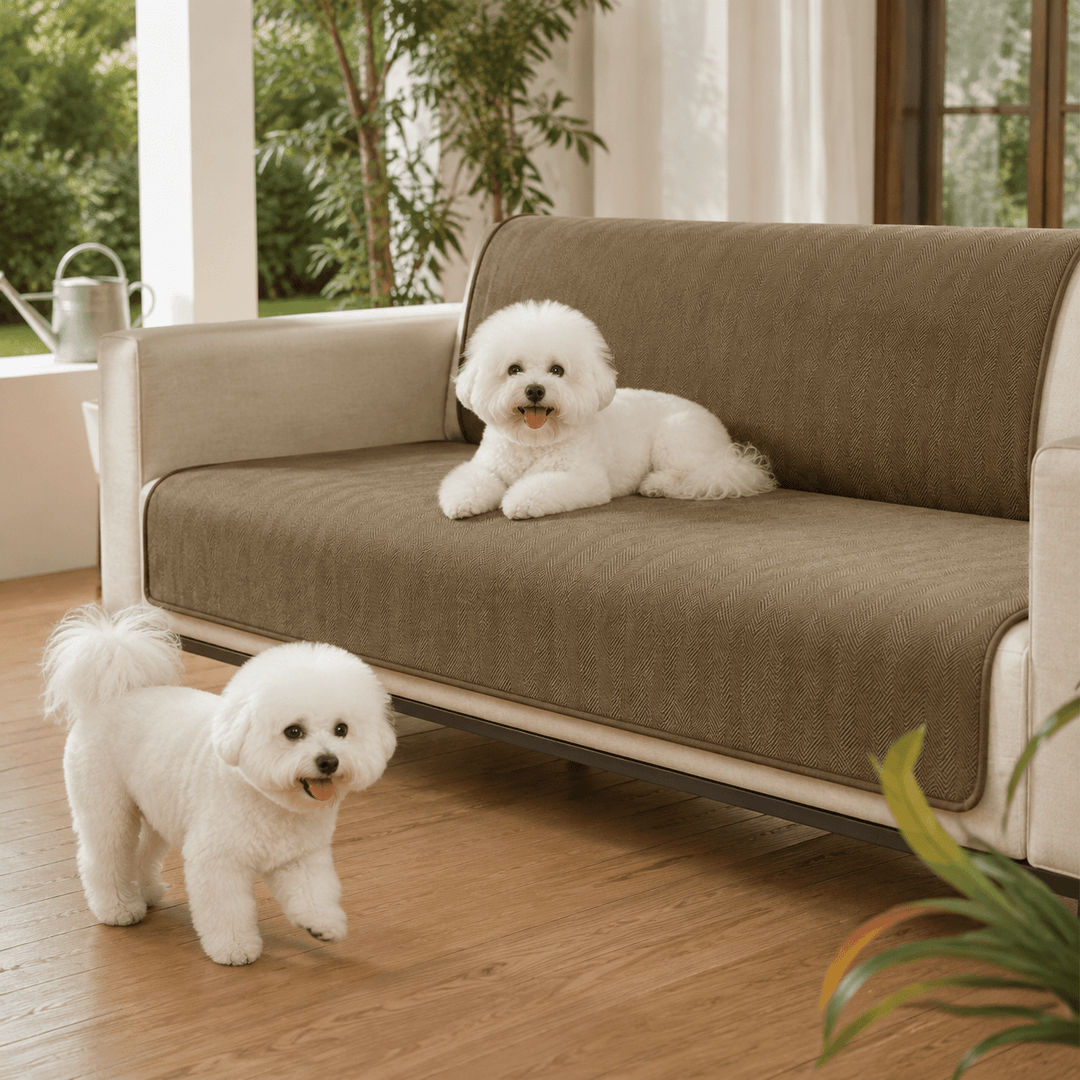 HerringboneGuard Water-Repellent Chenille Sofa Protector - Pawtique